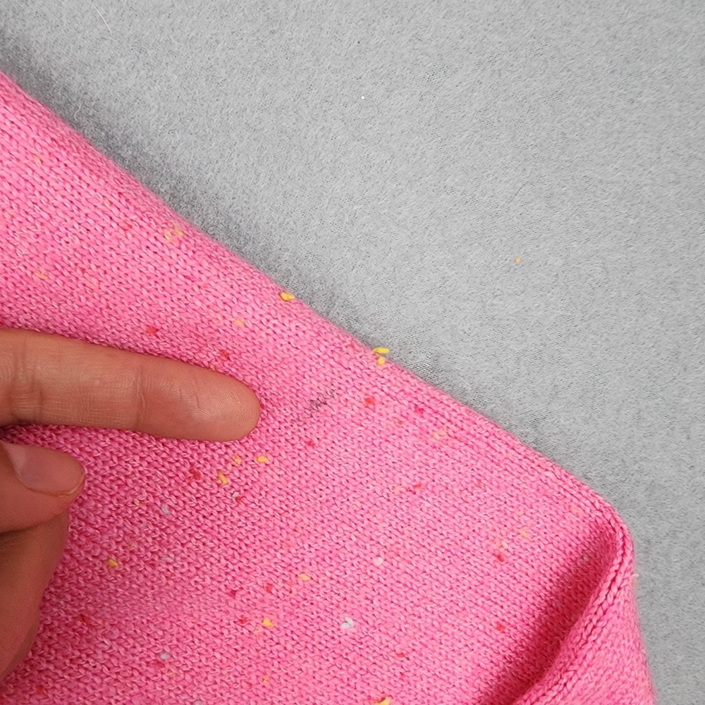 Talbots Sweater Womens XL Pink Confetti Cable Knit Crewneck Button Cuff Pullover - Picture 7 of 11
